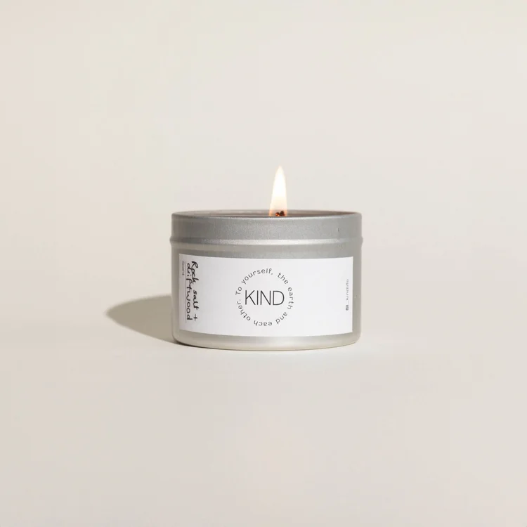 Rock salt and drift wood candle